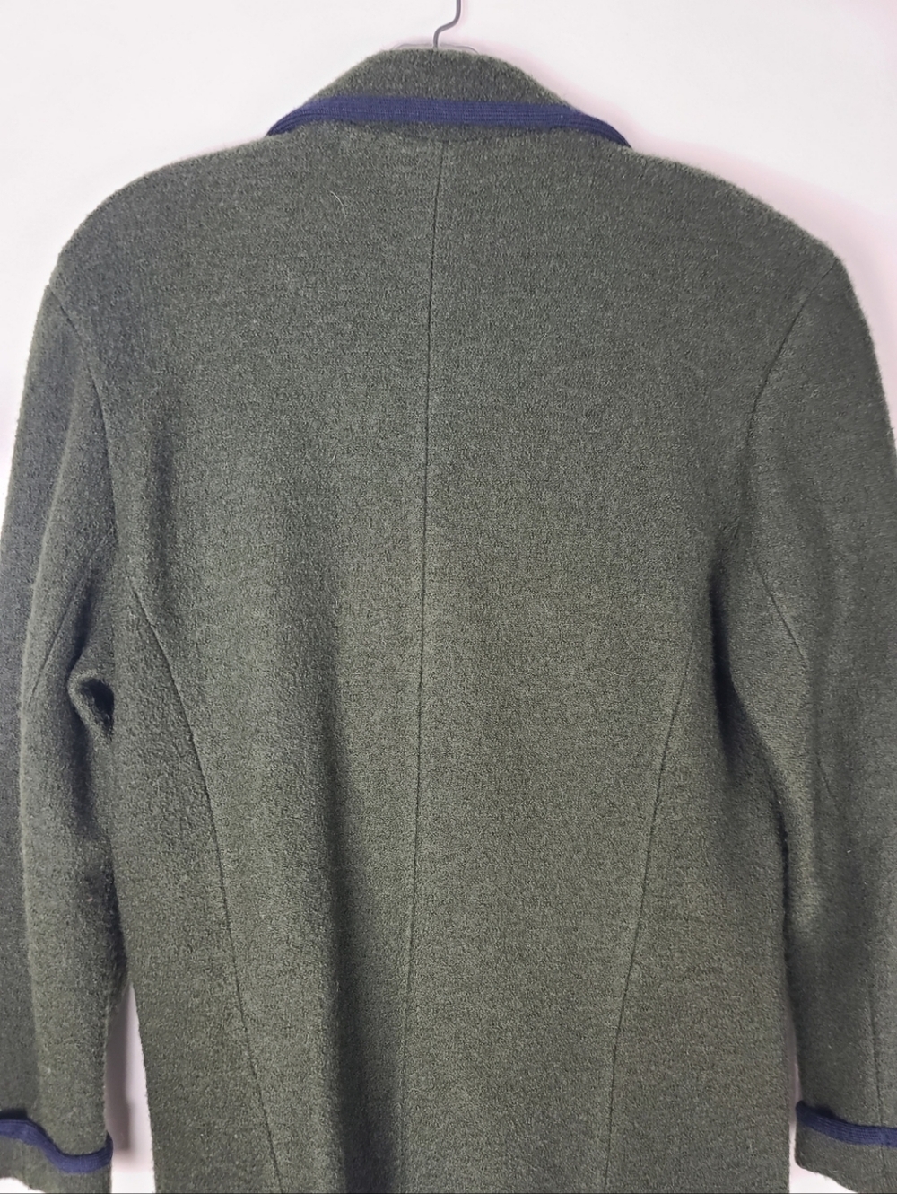 Green Contrast-Trim Women's Cardigan Blazer - Picture 5 of 10